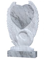 Памятник из мрамора с лебедем и сердцем